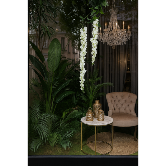 Branche artificielle Cytise - feuillage pour intérieur - H.155cm crème - P3