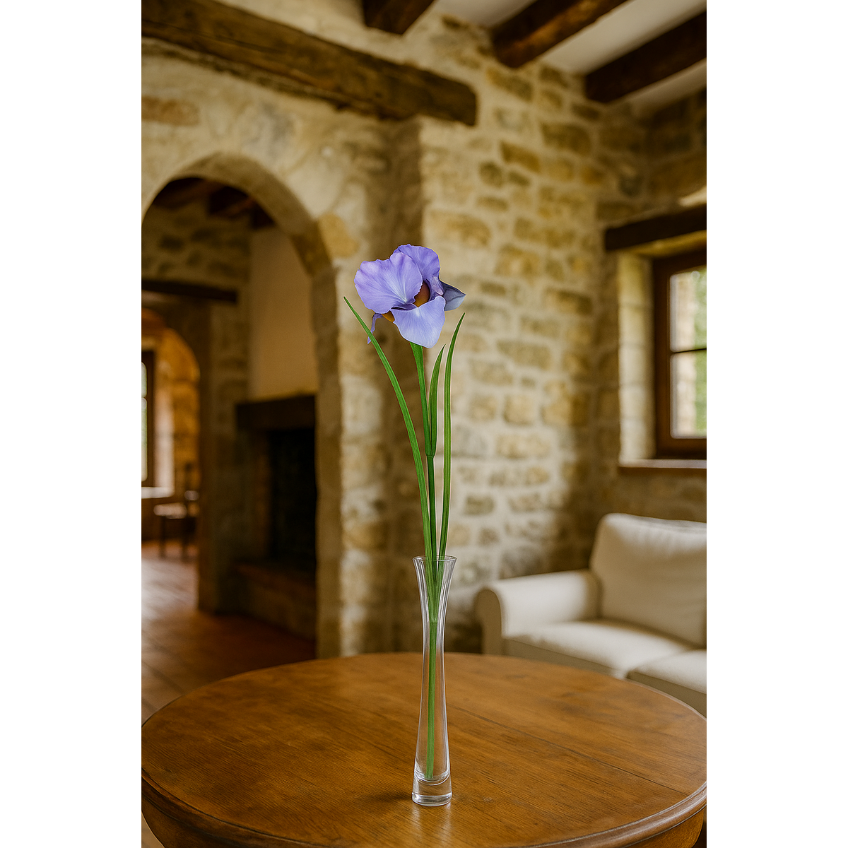 Fleur artificielle Iris - décoration d'intérieur - H. 60cm - violet Q3