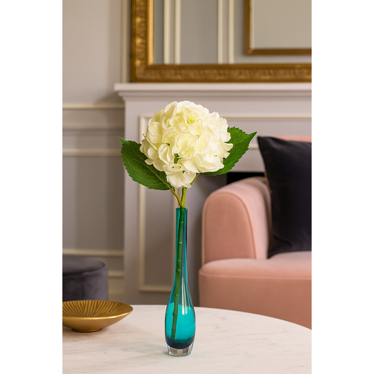 Fleur artificielle Hortensia et 3 feuilles - création bouquet composition - H.44 cm Crème Q2