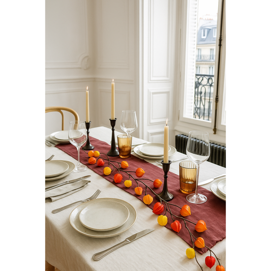 Guirlande artificielle de Physalis - 20 fruits - intérieur - H.95cm - rouge orange et jaune P2