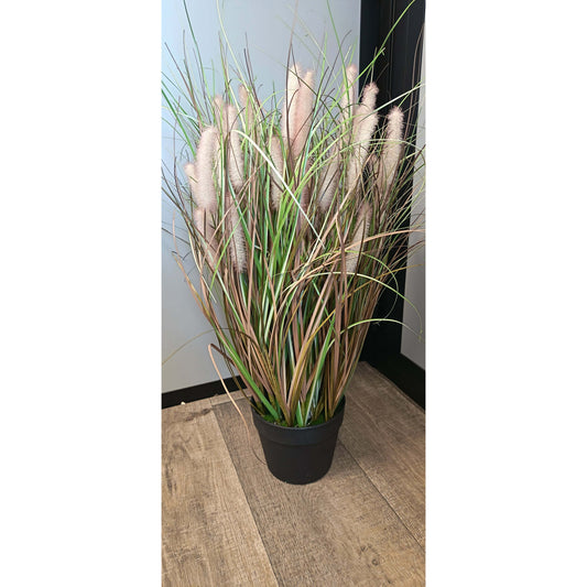 Graminée pennisetum artificielle en pot creme rose - décoration d'intérieur - H.100 cm -  depot