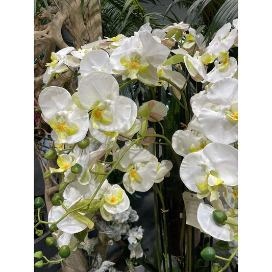 Fleur artificielle Orchidée Phalaénopsis en motte - plante d'intérieur - H.140cm crème S4