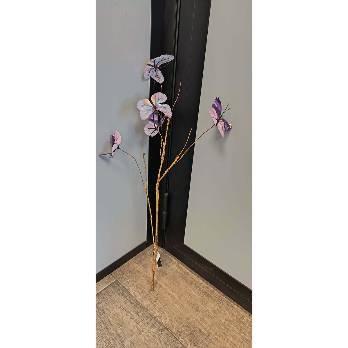 Branche artificielle décorative de 5 papillons- décoration d'intérieur - H. 69 cm pourpre lavande- P2
