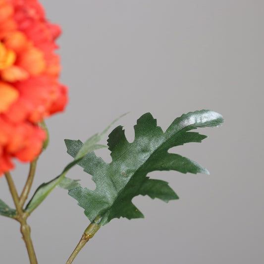 Fleur artificielle Tagète orange/rouge - composition bouquet - H.71 cm - 2 grandes fleurs et 1 petite - MAG