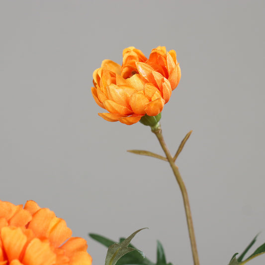 Fleur artificielle Tagète saumon- composition bouquet - H.71 cm - 2 grandes fleurs et 1 petite - MAG
