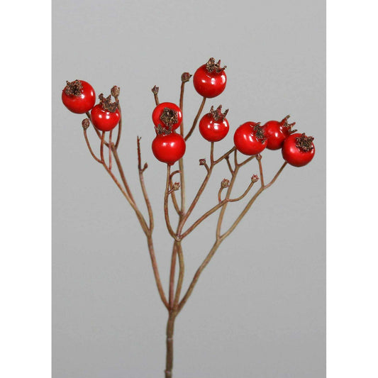 Branche artificielle d'églantier baies rouges - composition florale - H.46cm - Z2