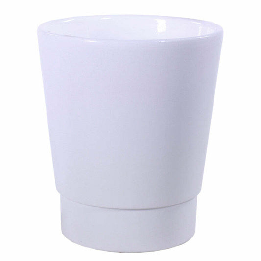 Cache pot de fleur céramique - intérieur extérieur - Ø13,5x H.15cm blanc