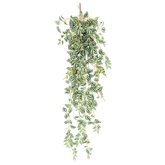 Feuillage artificiel chute de Tradescantia - plante d'intérieur - H.110cm vert blanc - U2