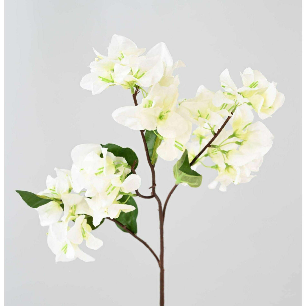Fleur artificielle branche de bougainvillier - 44 fleurs 6 feuilles - H.68cm blanc
