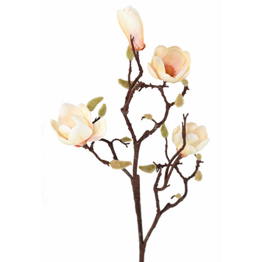 Fleur artificielle branche de Magnolia - création florale intérieur - H.100cm crème- L1