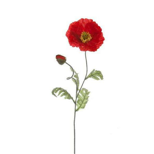 Fleur artificielle et bouton de Pavot - intérieur - H.70cm rouge-K6