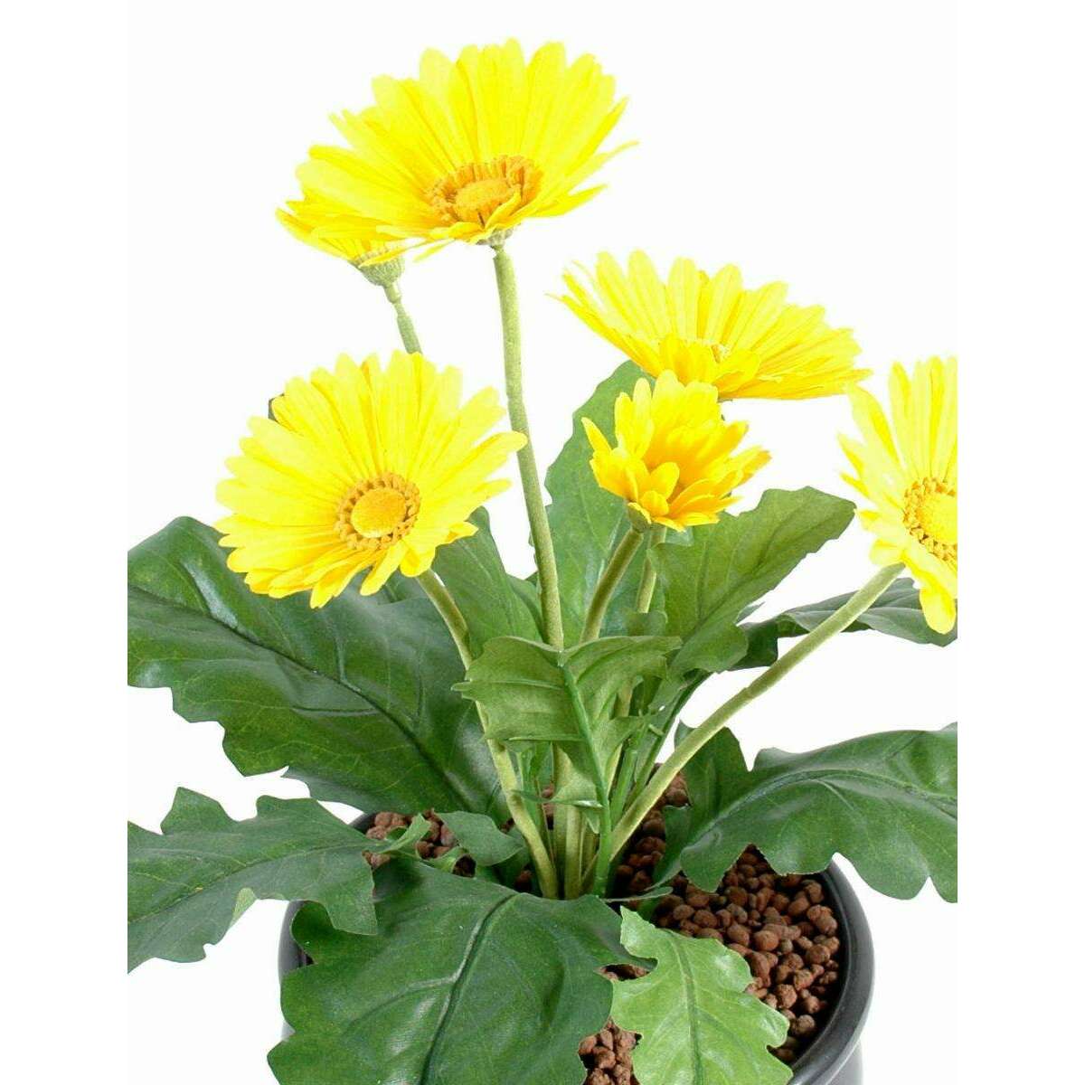 Fleur artificielle Gerbera - plante fleurie en piquet - H.25 cm jaune - G4