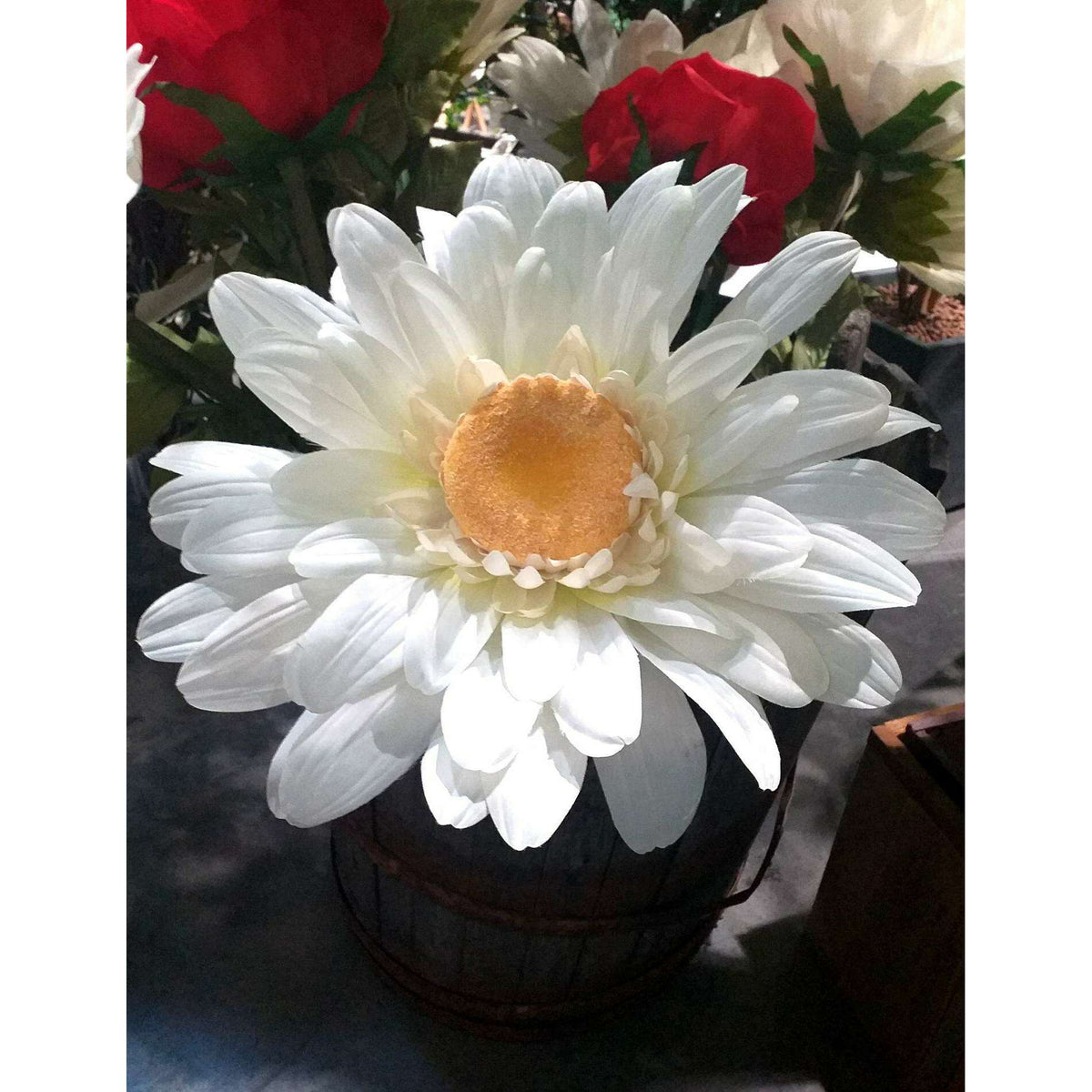 Fleur artificielle Marguerite géante- décoration d'intérieur - H.125cm blanche ETG MEZZA