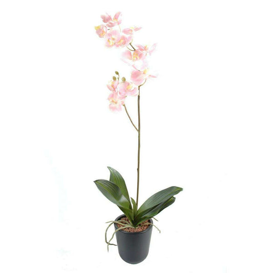 Fleur artificielle Orchidée Phalaenopsis 12 fleurs - plante en piquet - H.90cm rose clair K4