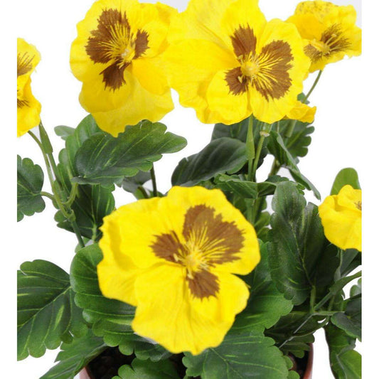 Fleur artificielle Pensée - plante d'intérieur en piquet - H.26cm jaune - L2