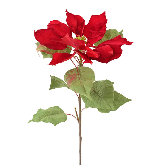 Fleur artificielle Poinsettia - composition florale - H.80cm rouge - L1