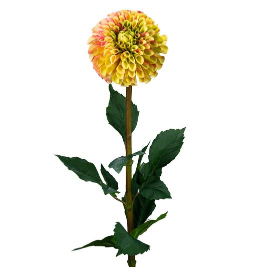 Fleur artificielle tige de Dahlia - composition florale - H.96cm jaune R1