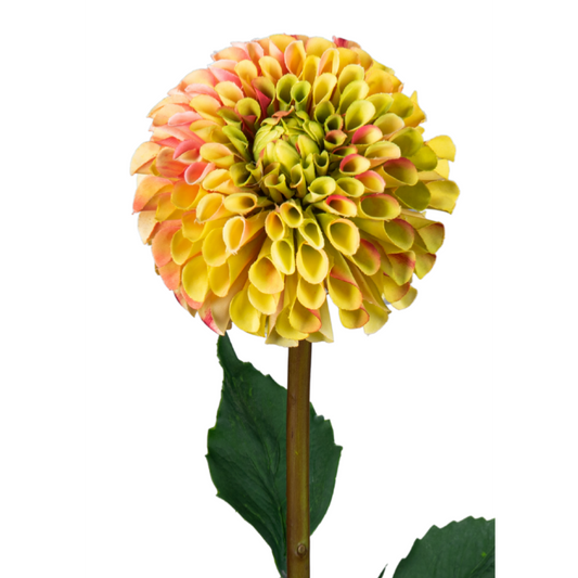 Fleur artificielle tige de Dahlia - composition florale - H.96cm jaune R1