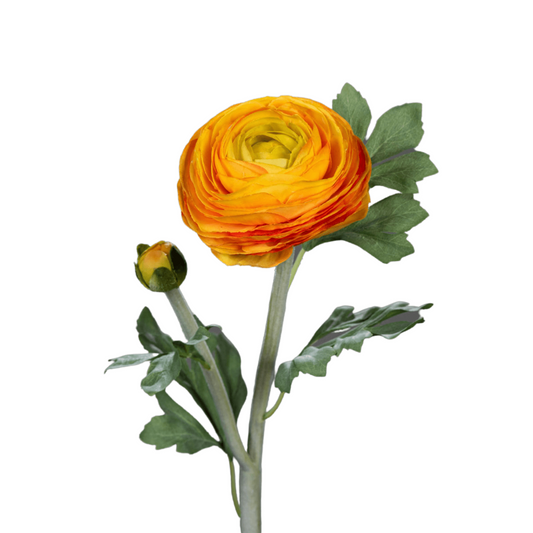 Fleur artificielle tige de Renoncule - création de bouquet - H.57cm orange R1