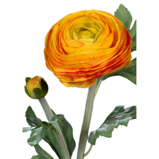 Fleur artificielle tige de Renoncule - création de bouquet - H.57cm orange R1