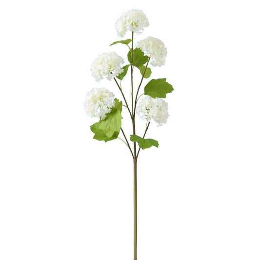 Fleur artificielle Viburnum 5 boules de fleurs - composition bouquet - H.75cm blanc N2
