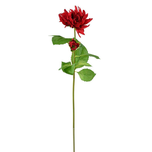 Fleur coupée artificielle Dahlia - 1 fleur 1 bouton - H.75cm rouge F1