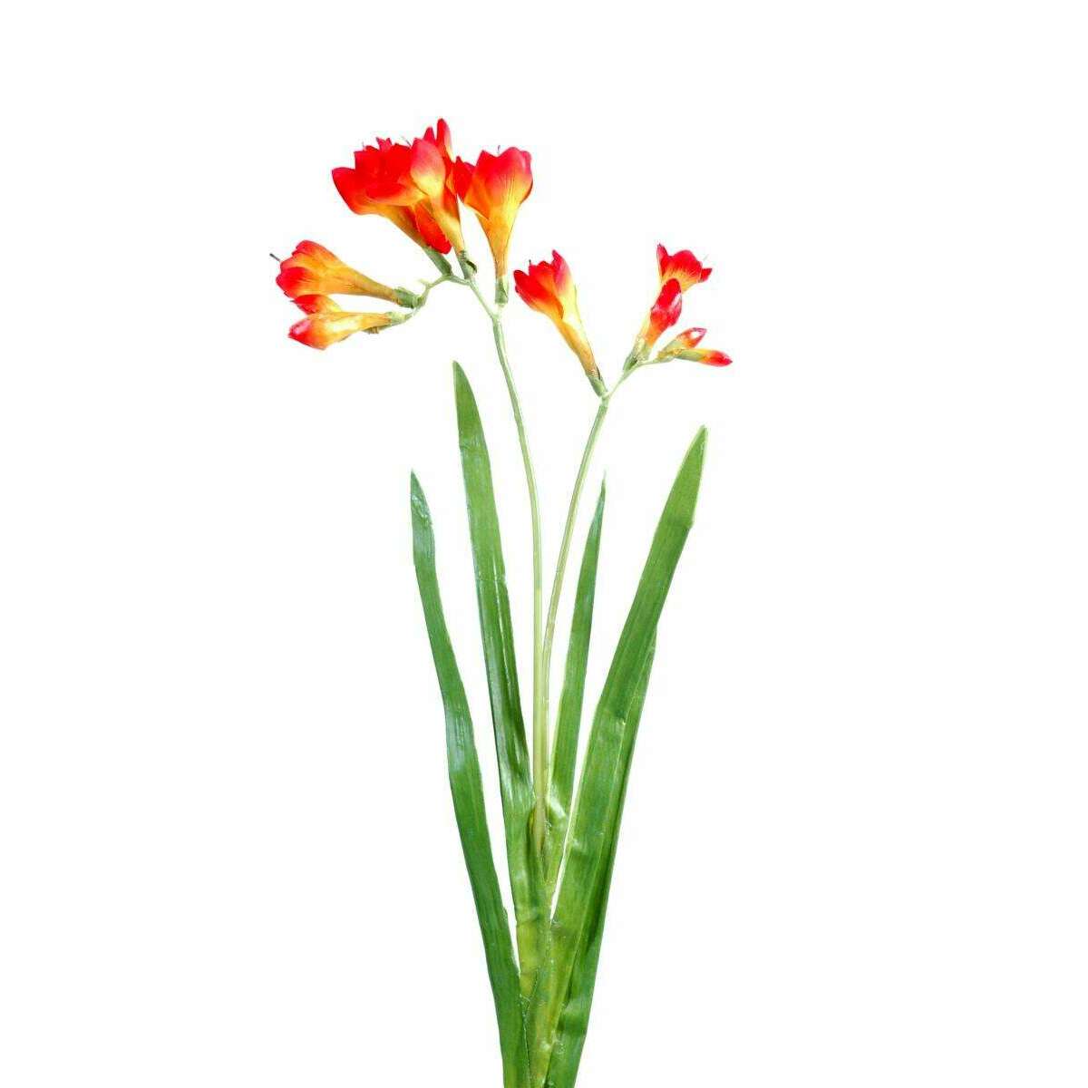 Fleur coupée artificielle Freesia large - création de bouquet - H.60cm orange G1