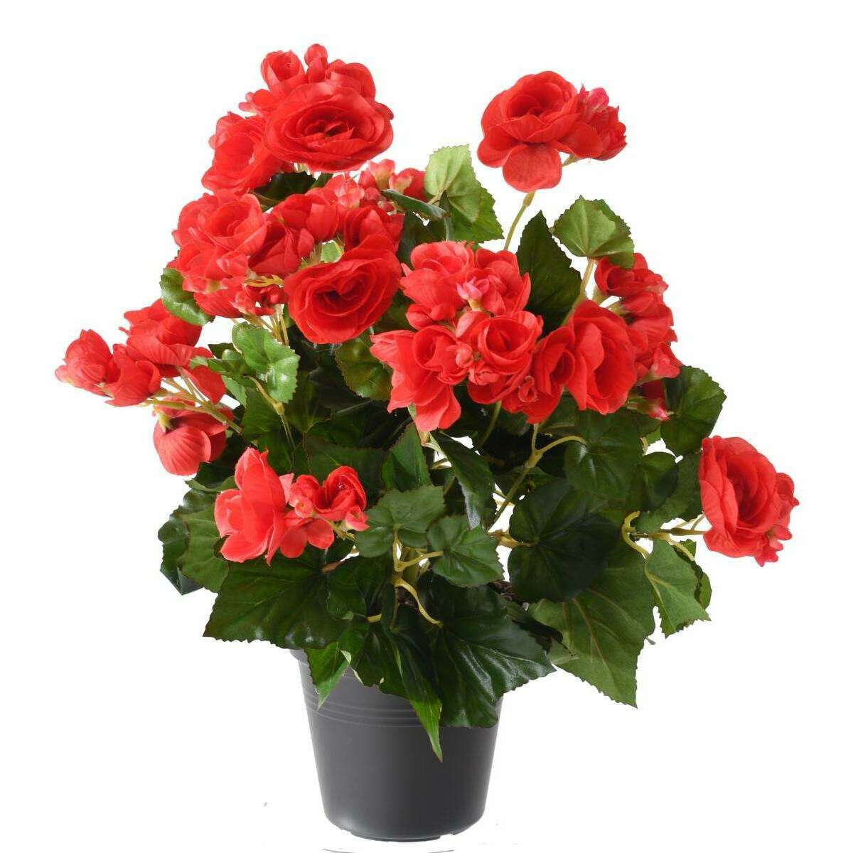 Fleurs artificielles Bégonia - plante en piquet - H.30cm rouge - B3
