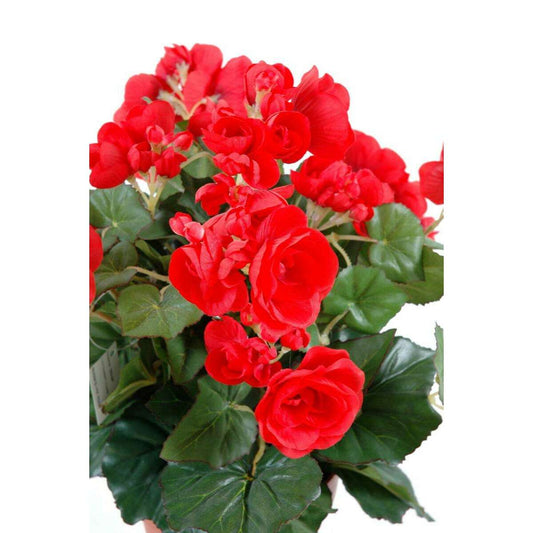 Fleurs artificielles Bégonia - plante en piquet - H.30cm rouge - B3