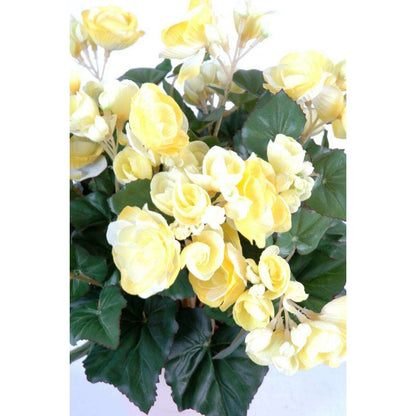 Fleurs artificielles Bégonia mini - plante en piquet - H.20 cm jaune B4