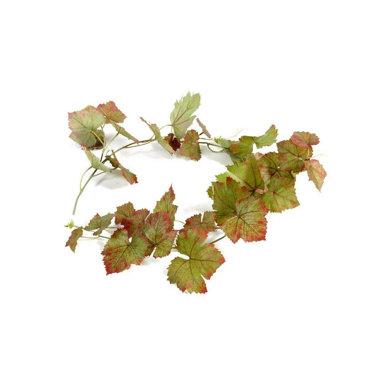 Guirlande artificielle de vigne automne 34 feuilles - intérieur - H.118cm vert rouge-N4