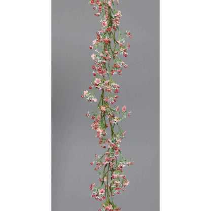 Guirlande artificielle fleurie Gypsophile - création florale - H.120cm rose Q2