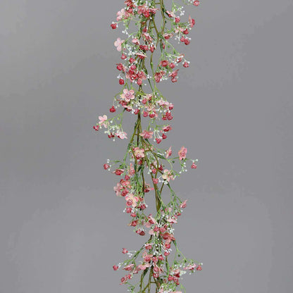 Guirlande artificielle fleurie Gypsophile - création florale - H.120cm rose Q2