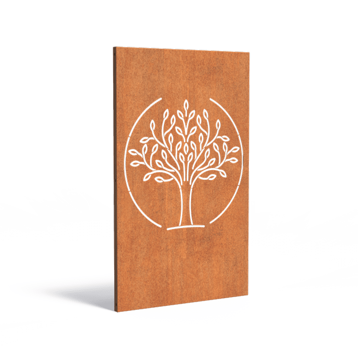 Panneau Acier Corten décors Arbre 5 - jardin terrasse - H.180x110cm rouille