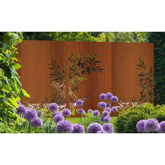 Panneau Acier Corten décors Naturel Bambou - jardin terrasse - H.180x110cm rouille