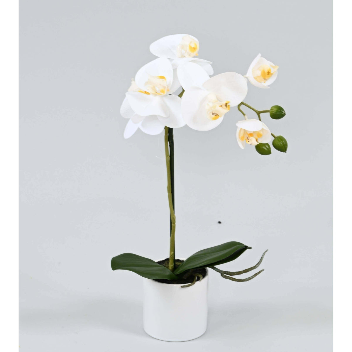 Orchidée Phalaenopsis artificielle en pot blanc - plante d'intérieur - H.39cm - O5