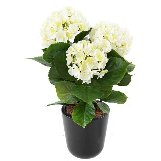Plante artificielle fleurie Hortensia 3 têtes - intérieur extérieur - H.45cm blanc - H3