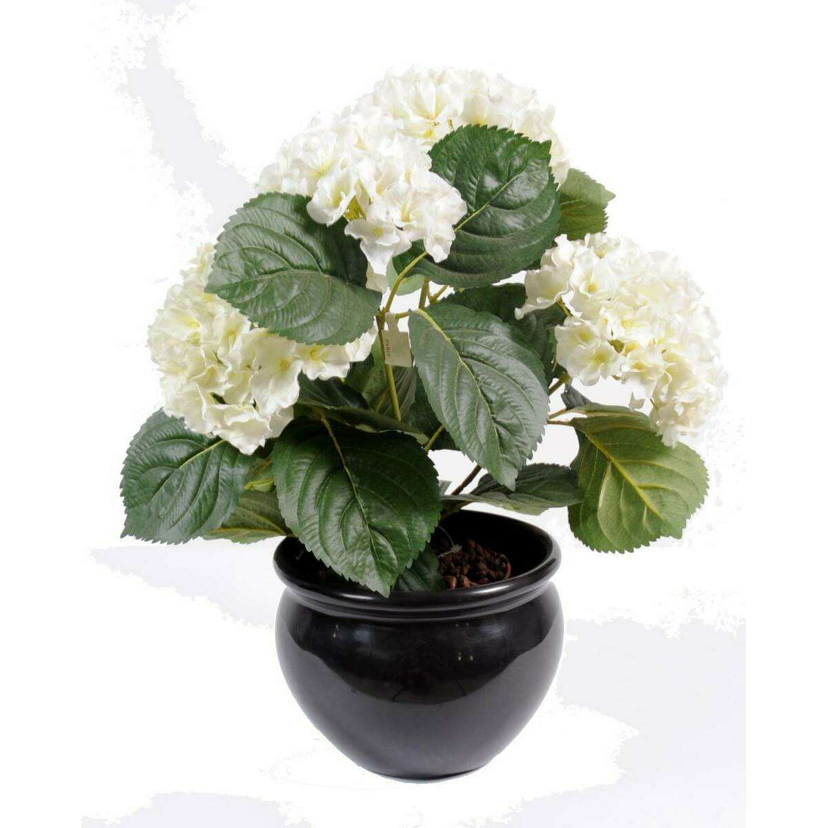 Plante artificielle Hortensia 5 têtes - plante fleurie en piquet - H.50cm crème H4