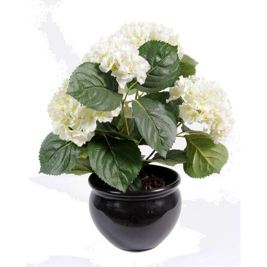 Plante artificielle Hortensia 5 têtes - plante fleurie en piquet - H.50cm crème H4