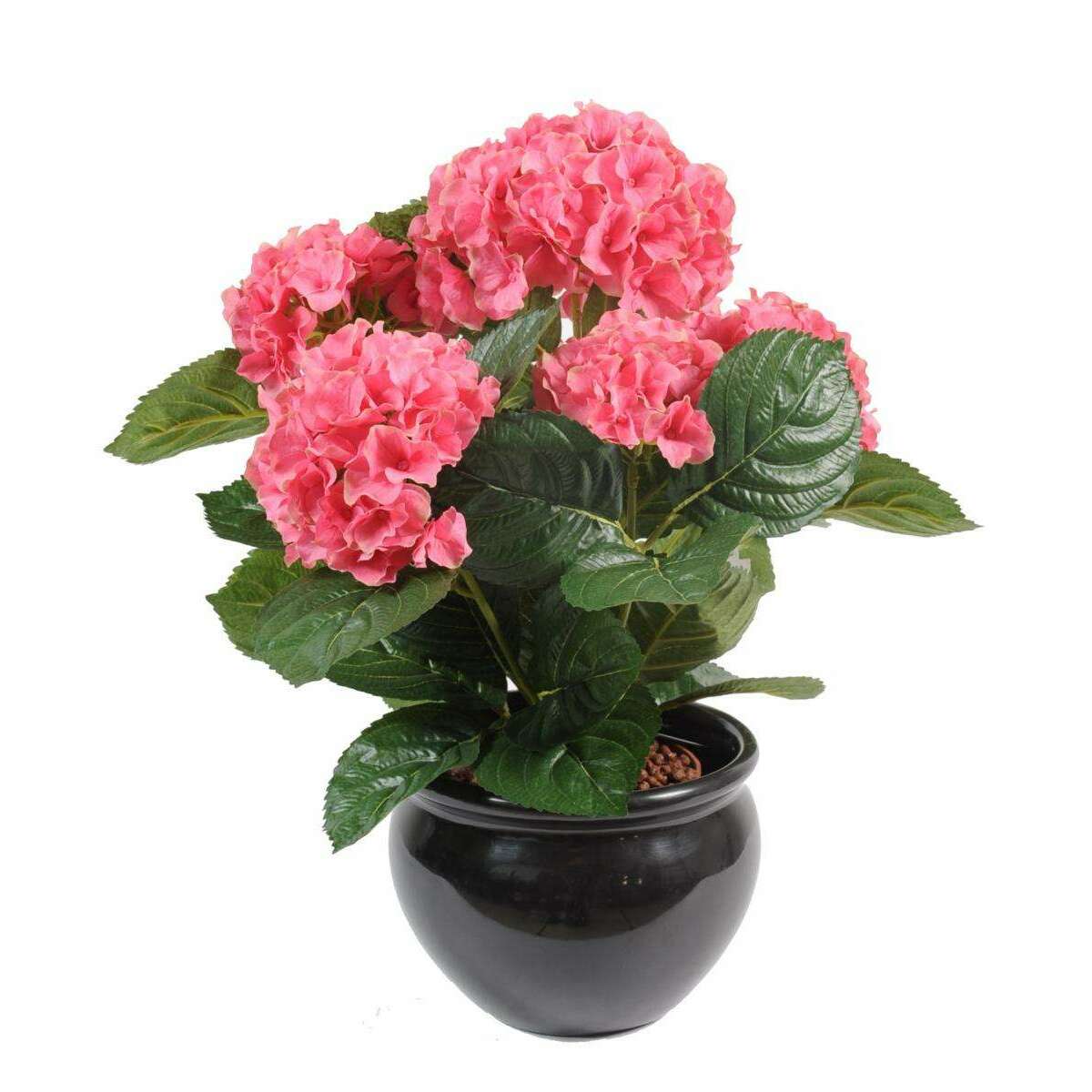 Plante artificielle Hortensia 5 têtes - plante fleurie en piquet - H.50cm rose H4