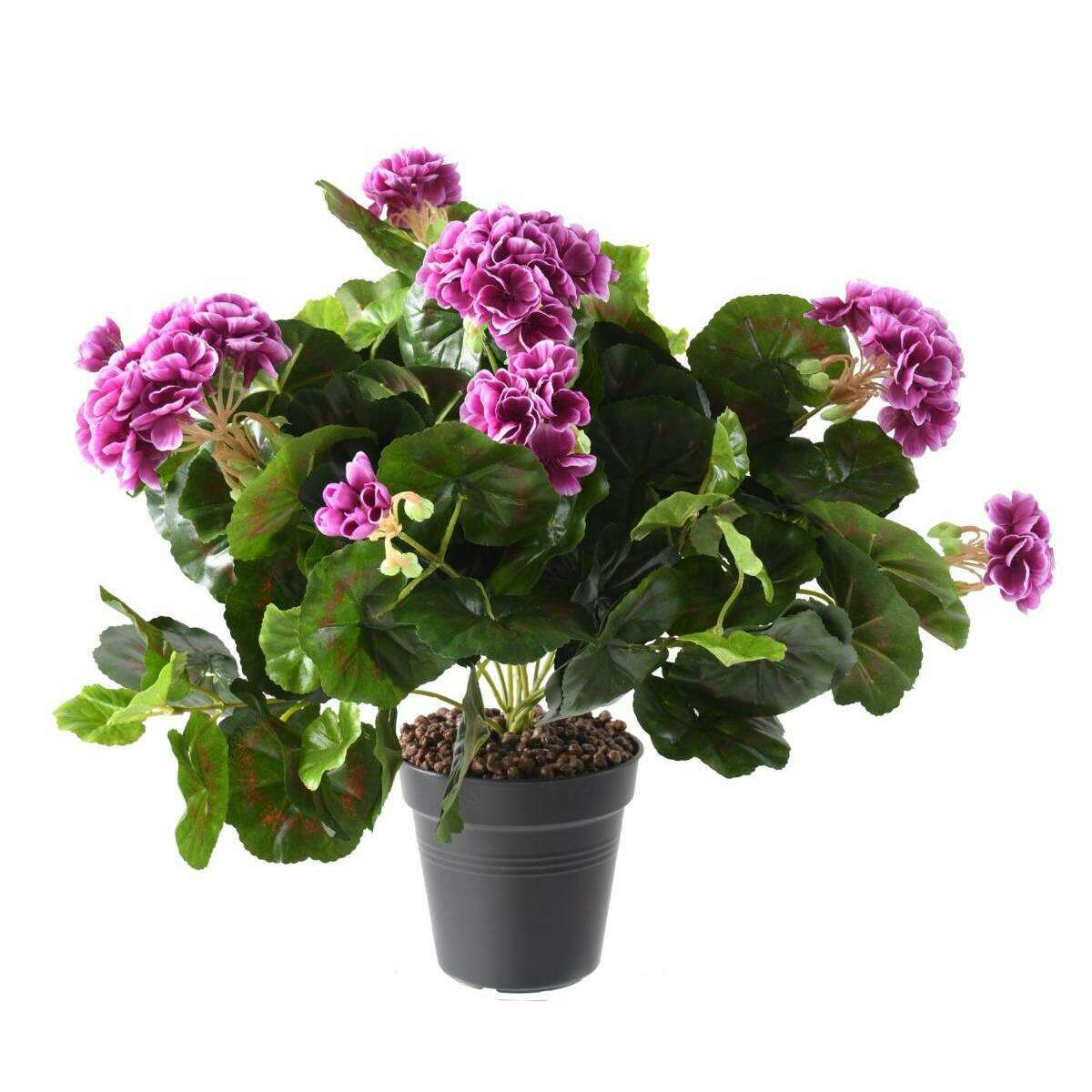 Plante fleurie artificielle - Géranium en piquet - H.35cm violet H1
