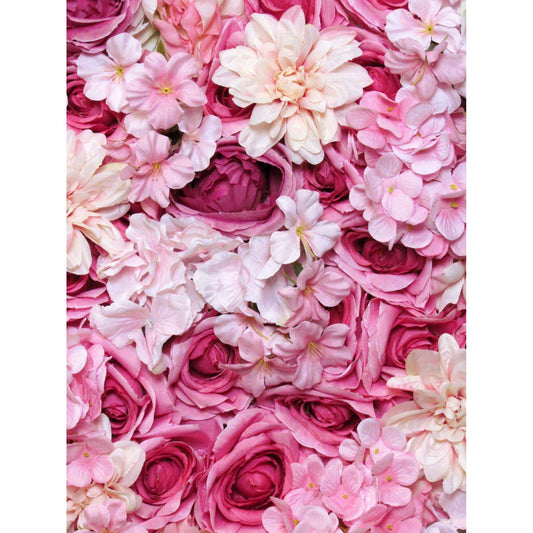 Plaque murale de fleurs artificielles roses et hortensias - décoration d'intérieur - L.50x50cm rose ETG MEZZA