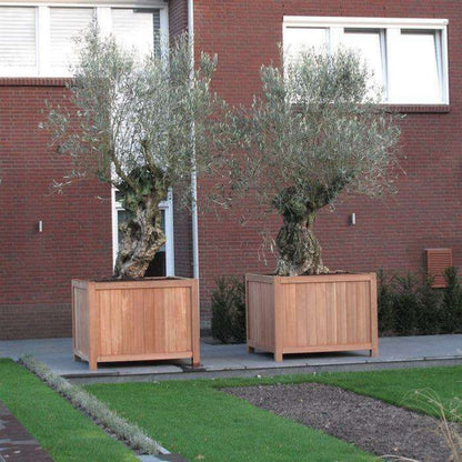 Pot pour fleur bac carré bois exotique Valencia - extérieur jardin - H.60x120cm