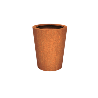Pot pour fleur bac conique Cado rouillé - extérieur jardin - H.100xØ.80cm Corten