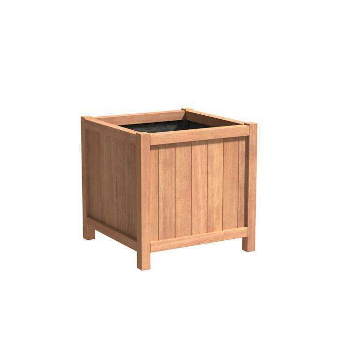 Pot pour fleur bac cube bois exotique Valencia - extérieur jardin - H.70cm