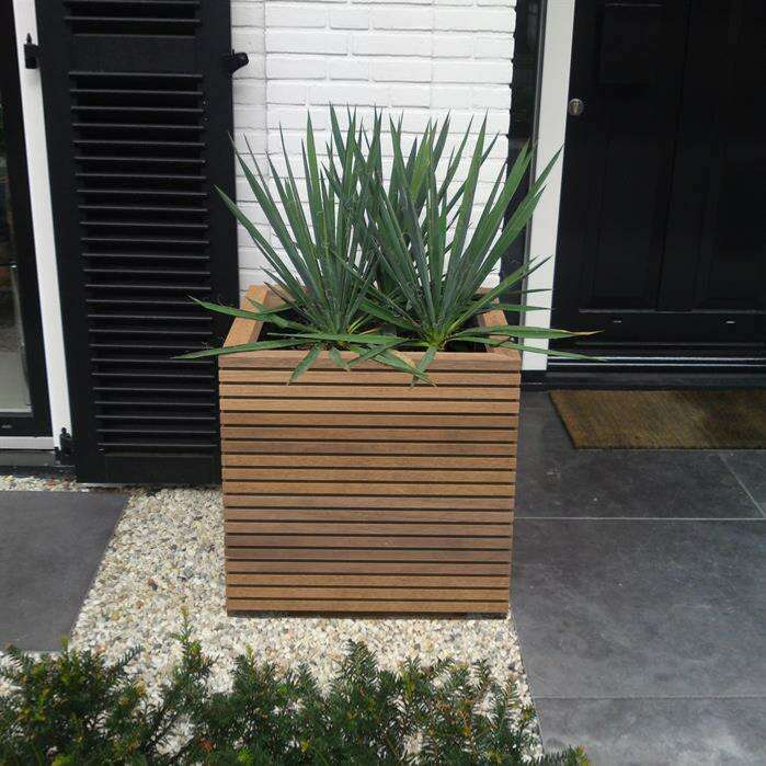 Pot pour fleur jardinière en bois exotique Malaga - extérieur jardin - L.200xH.60cm