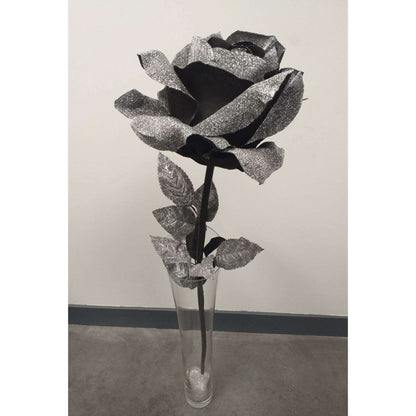 Rose artificielle géante noir pailleté - décoration d'intérieur - H108xØ.28cm ETG MEZZA