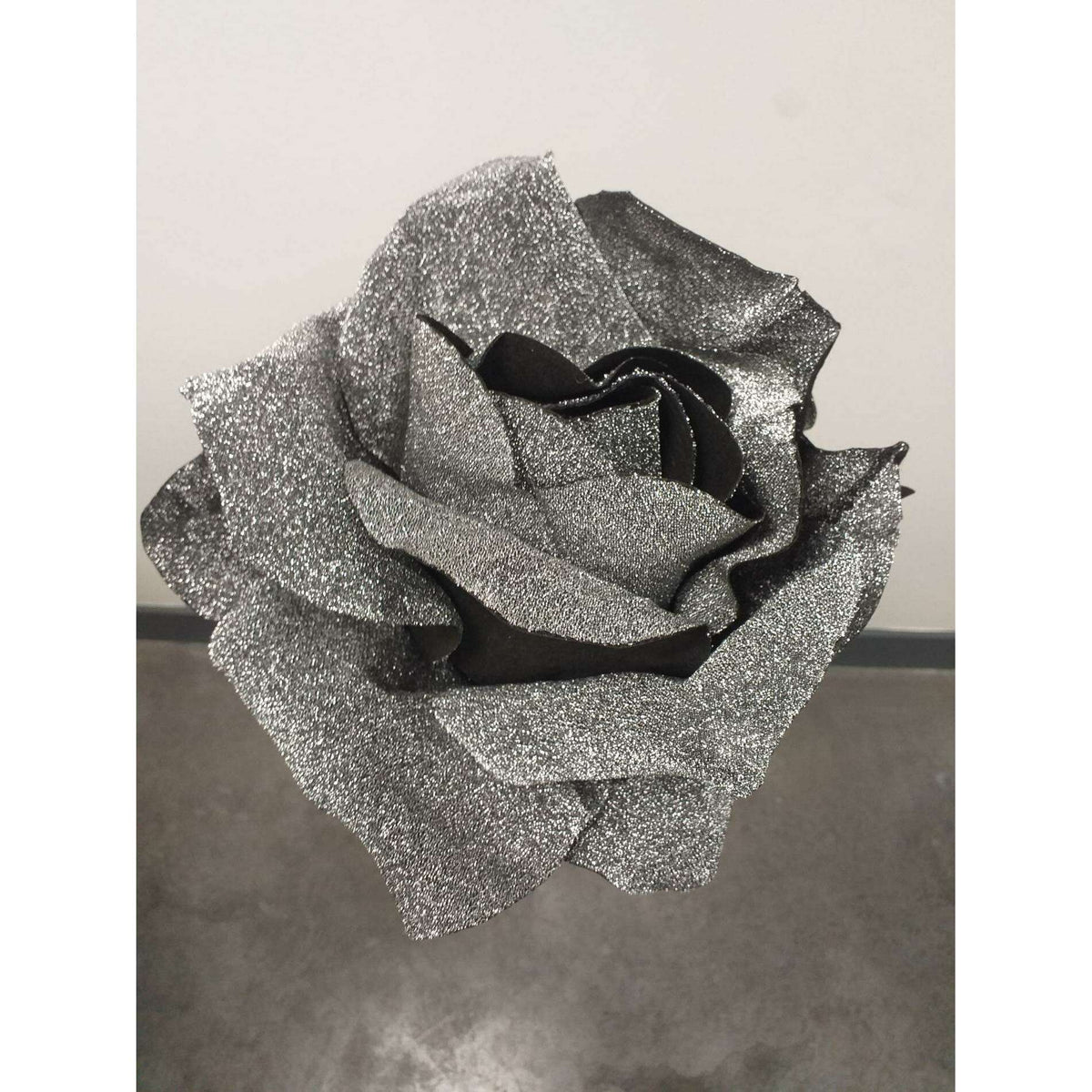 Rose artificielle géante noir pailleté - décoration d'intérieur - H108xØ.28cm ETG MEZZA