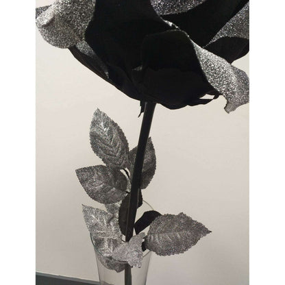 Rose artificielle géante noir pailleté - décoration d'intérieur - H108xØ.28cm ETG MEZZA