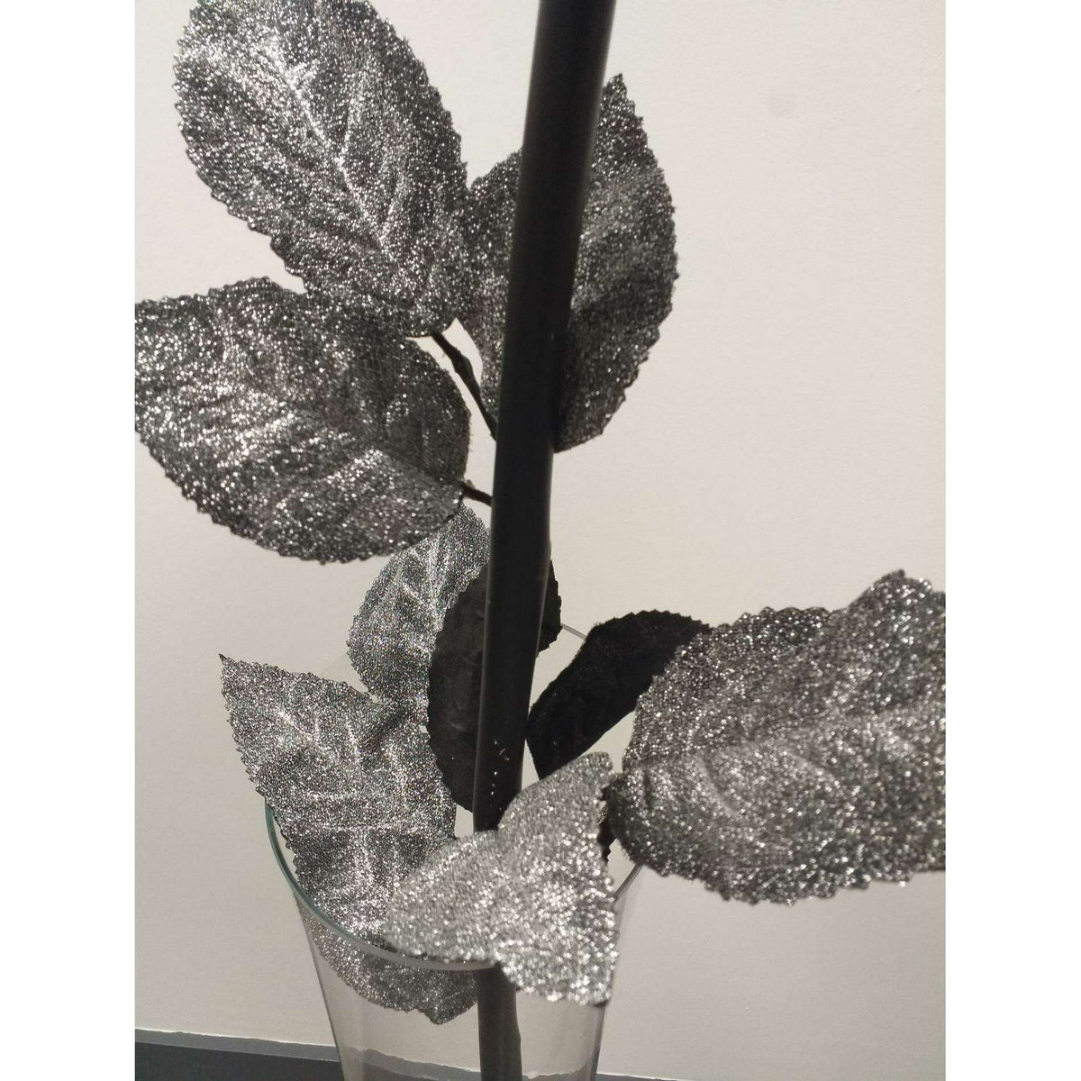 Rose artificielle géante noir pailleté - décoration d'intérieur - H108xØ.28cm ETG MEZZA